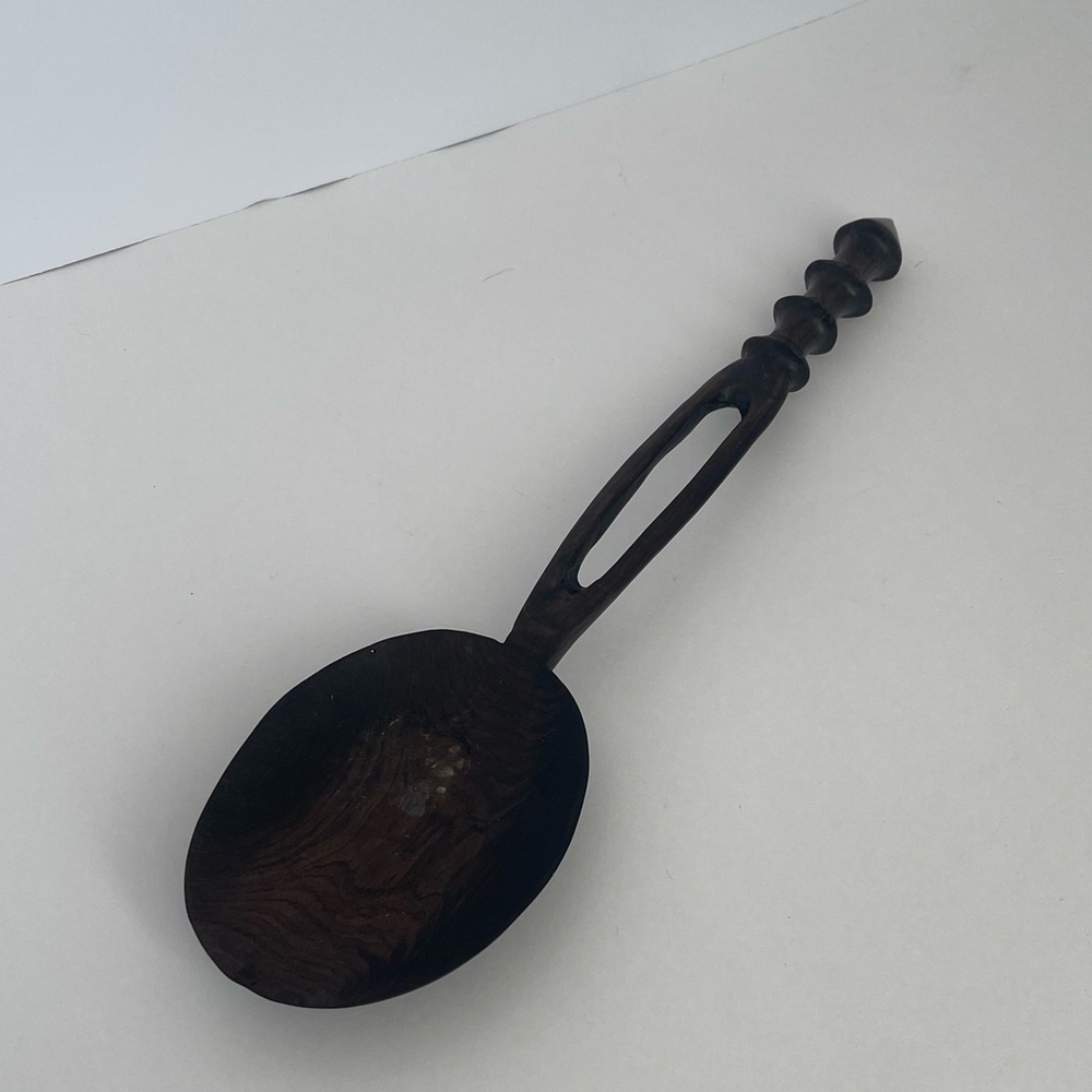 Vintage Solid Wood 13 1/2 Inch Kitchen Spoon Kitchenware
